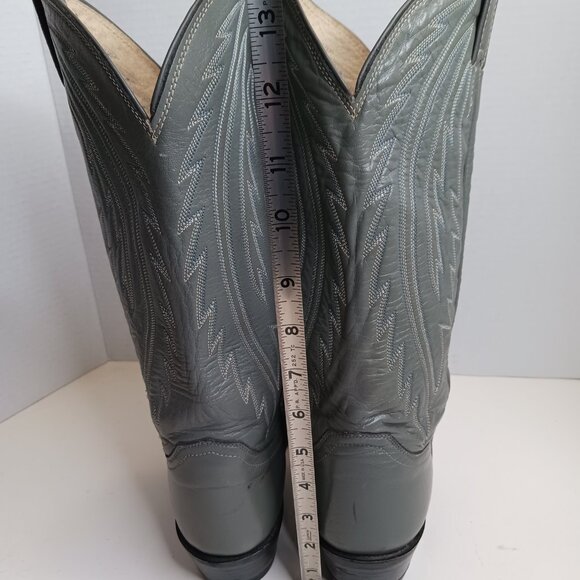 Vintage Justin Men's size 8D Western Style 1226 Grey Leather Cowboy Boot - Picture 8 of 12